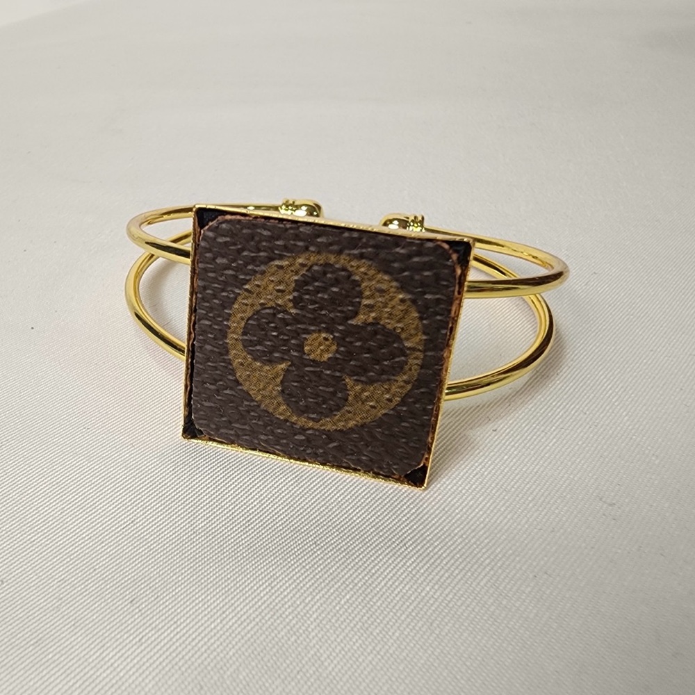 Louis Vuitton Monogram Canvas Gold Brown Cuff Bracelet